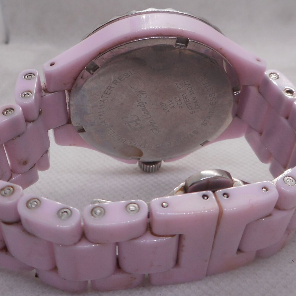 ARM CANDY Pink Ceramic Band Rhinestone Bezel Quartz Watch! - Picture 3 of 3